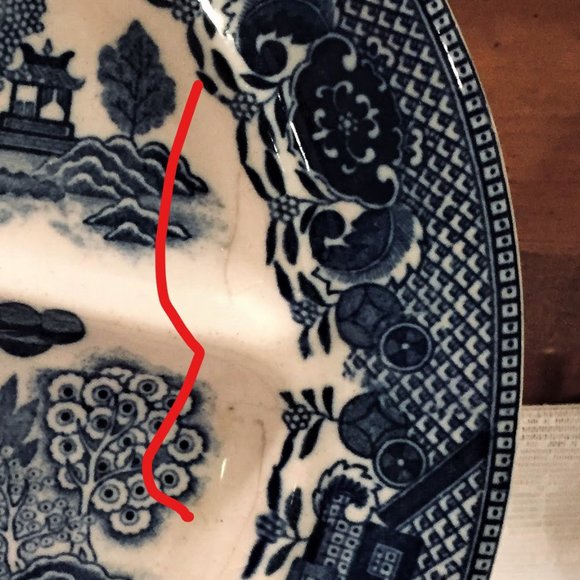 Vintage Heavy Ceramic 10" Blue Willow Grill Plate - Picture 5 of 8